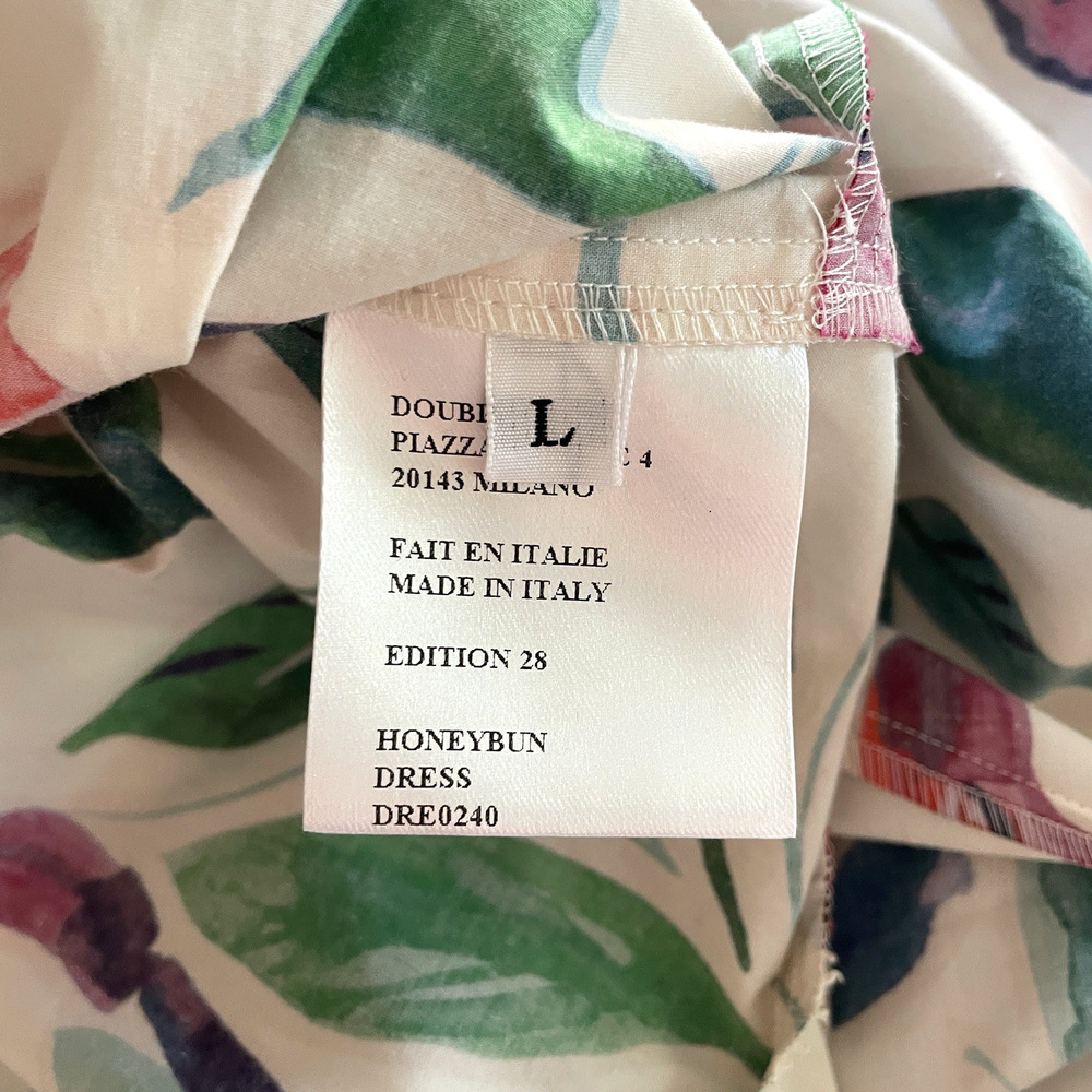 La DOUBLEJ Honeybun Women's Size Large Floral Cotton Tiered Mini Dress Italy NEW - Picture 7 of 16